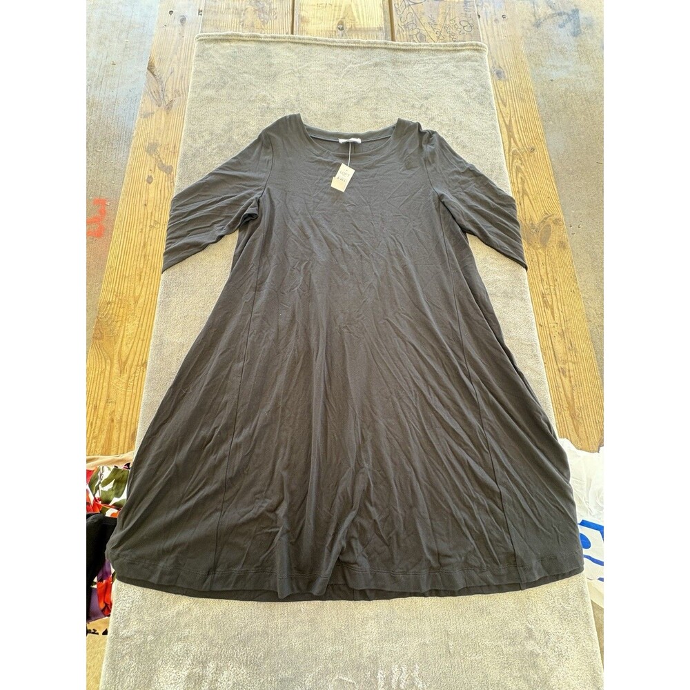 NWT Loft 😁Outlet Lounge Womens Dress Size L Black Paisley Crew Neck Long Sleeve
